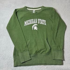 Michigan State Sweatshirt Womens L Green Pullover‎ New Agenda NCAA College